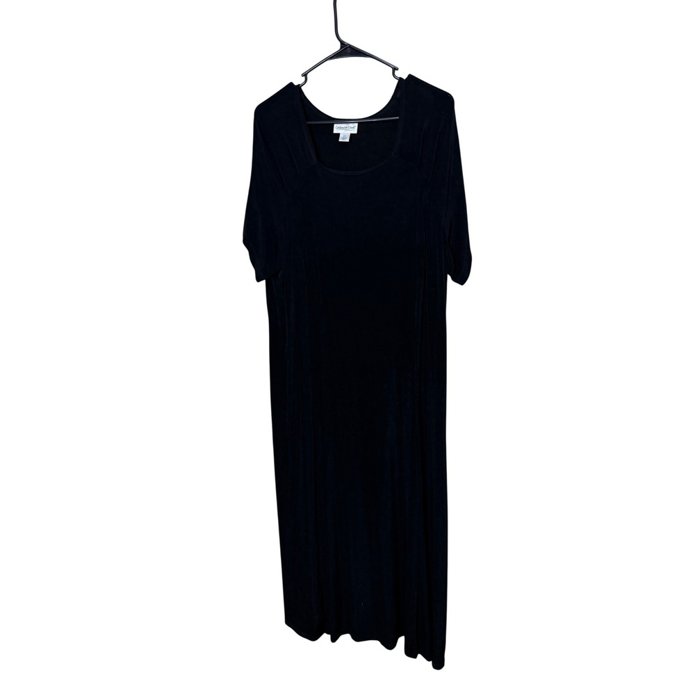Coldwater Creek 90s Y2K Plus 2X Black Short Sleeve Maxi Dress USA Made